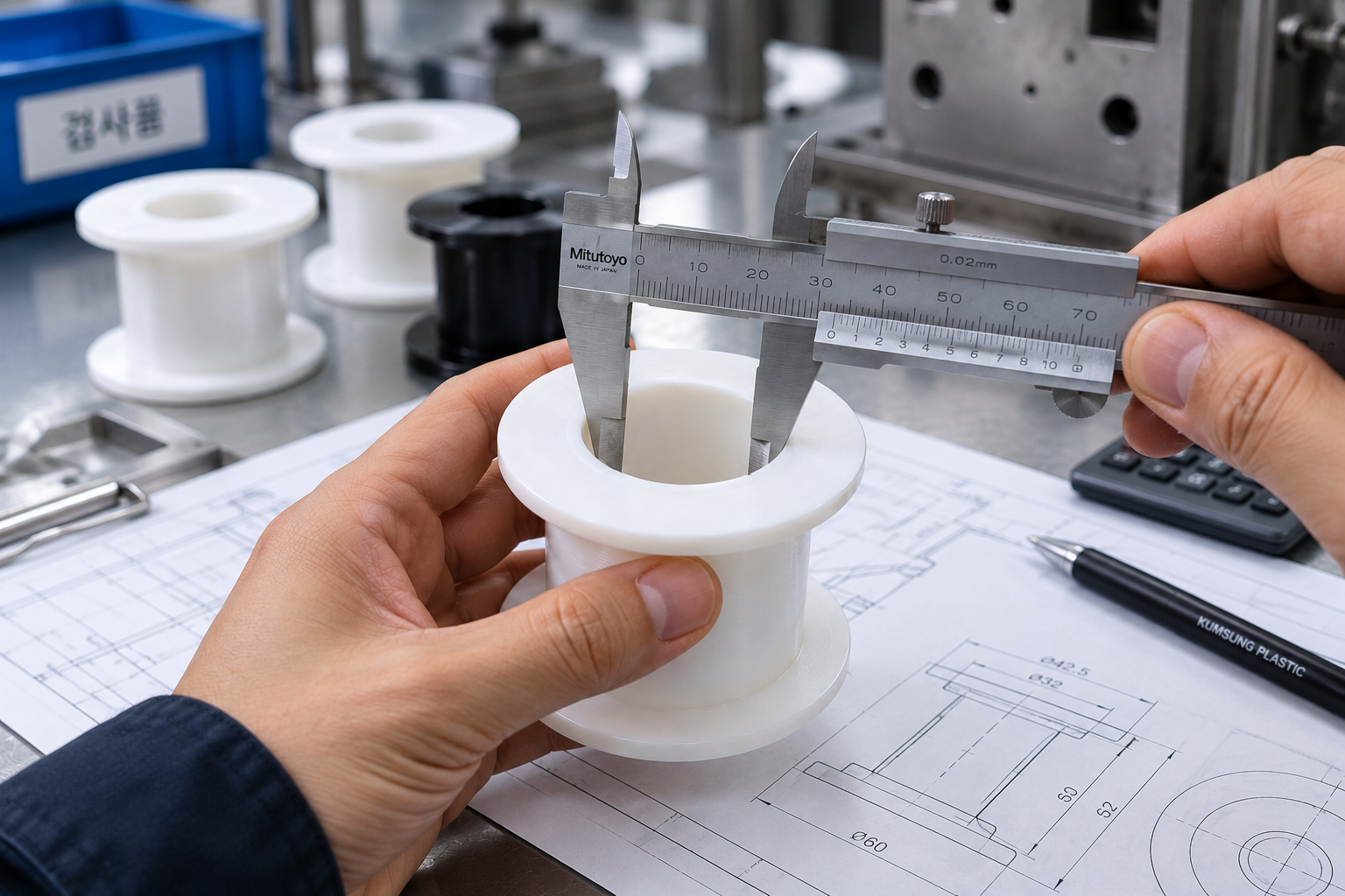플라스틱 코어의 규격 측정