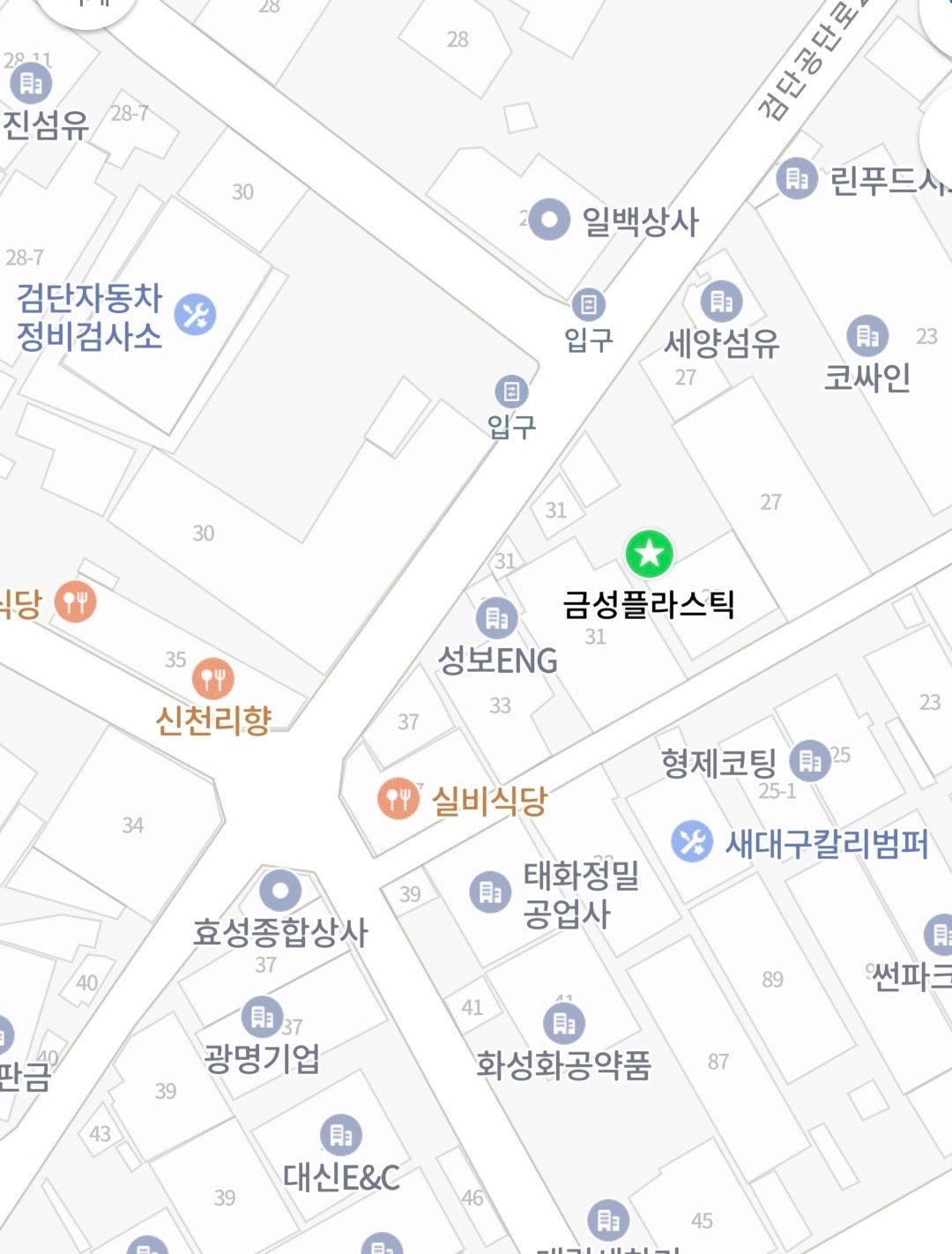 금성플라스틱 위치 안내 - 대구광역시 북구 검단공단로 21길 29